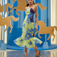 Spaghetti Strap Floral Print Tie Back Mermaid Hem Cami Dress