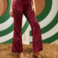 Leopard and Butterfly Print Flare Leg Pants