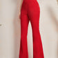 Red Asymmetrical High Waist Flare Leg Zipper Pants