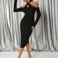 Black Backless Halterneck Cut Out Slim Fit Dress