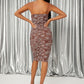 Leopard Print Sleeveless Spaghetti Strap Ruched Slim Fit Dress