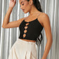Black Cut Out Pearl Beaded Cami Top