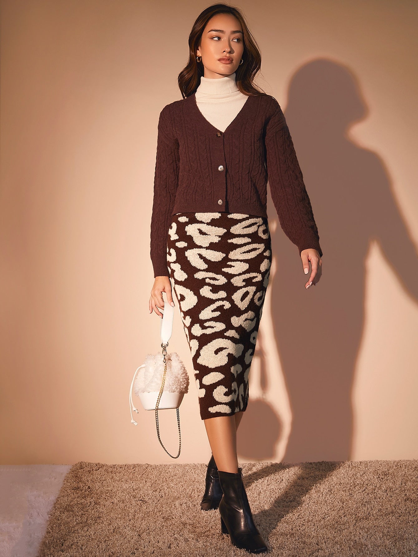 Leopard sweater knit pencil skirt best sale