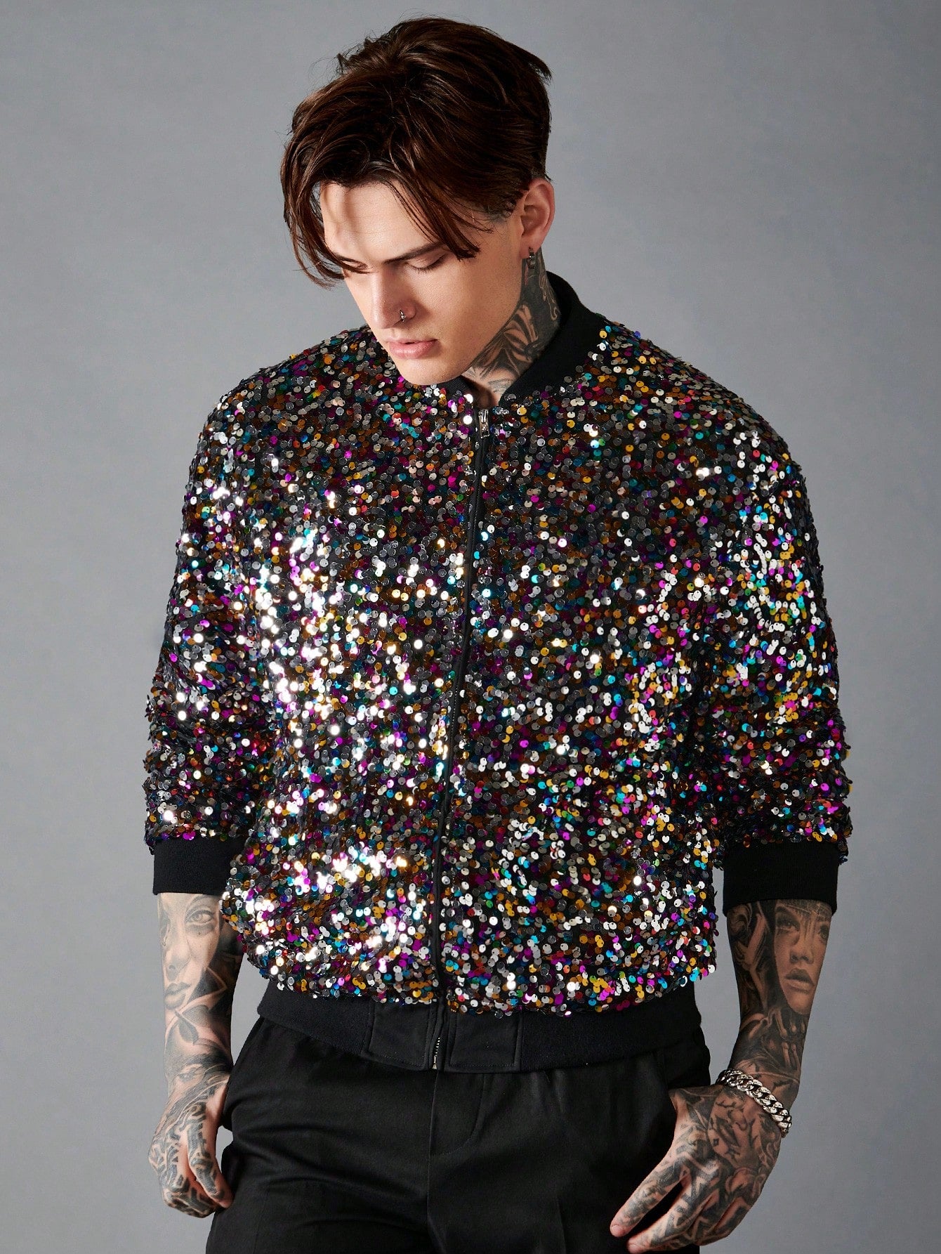 Sequin on sale bomber men