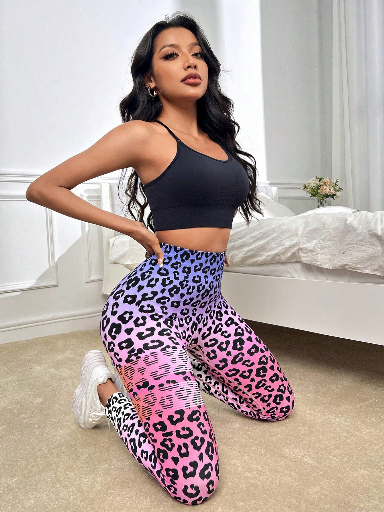 EA7 sports leggings in black animal print | ASOS