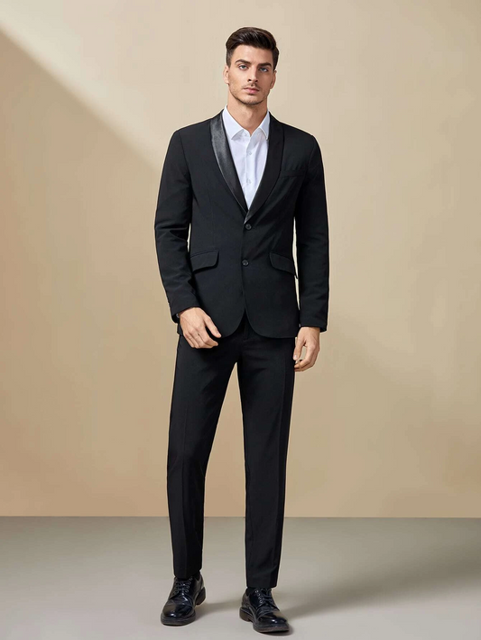 Black Solis Shawl Collar Blazer and Suit Pants