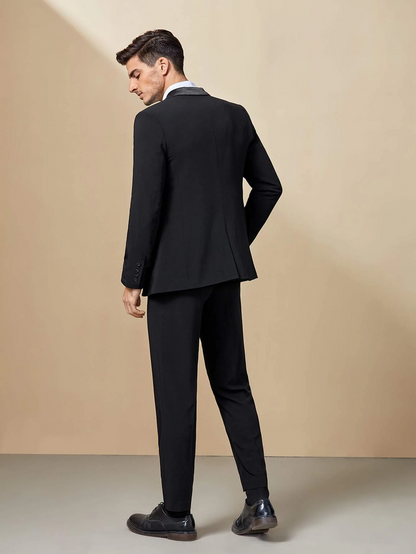 Black Solis Shawl Collar Blazer and Suit Pants