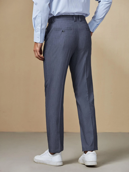 Dark Grey Slant Pocket Zipper Fly Suit Pants