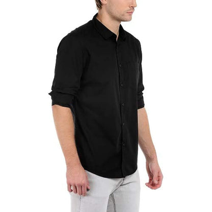 Solid Colour Cutaway Collar Slim Fit Shirt