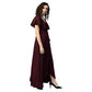 Wine Front Ruffle Wrap 100% Polyester Maxi Dress