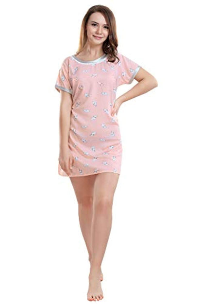 Women T-shirt style short Printed Night Suit