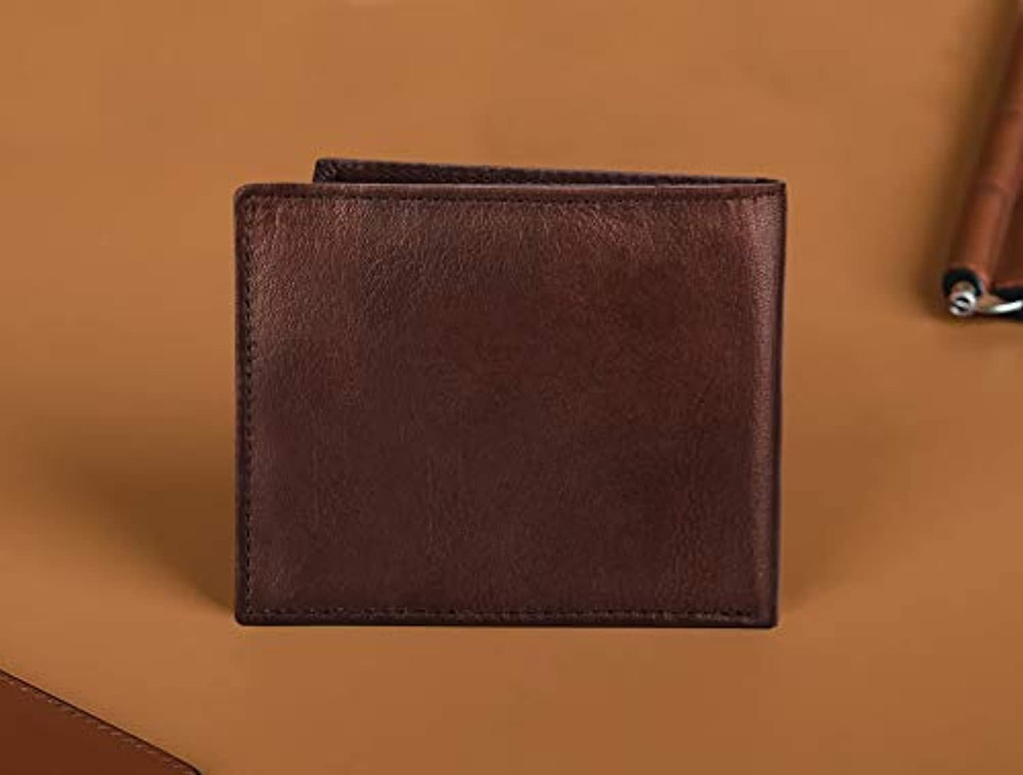 Brown Men's Leather Free Size Belt & Wallet Combo