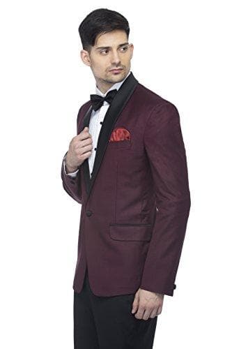 Polyester and Viscose Wine Slim Fit Blazers