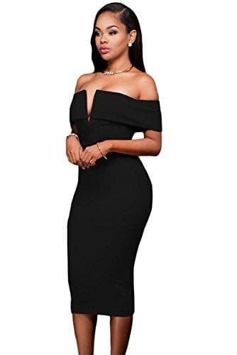 Sleeveless Off-shoulder Black Dress