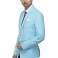 Cotton Blend Sky Blue Slim Fit Blazer