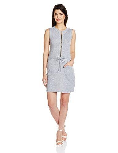 Mini Shift Slim Fit Round Neck Dress with Pockets