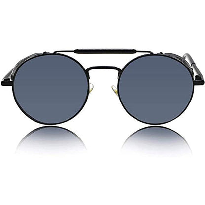 Vintage Retro Branded Side Shield Steampunk Unisex Round Sunglass