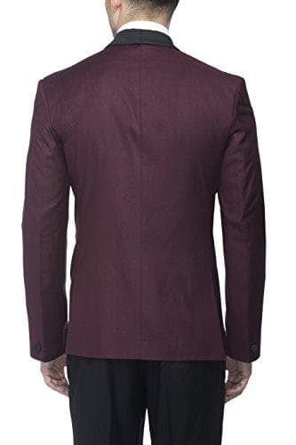 Polyester and Viscose Wine Slim Fit Blazers