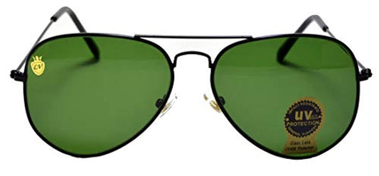 La Victorie Aviator UV Protected Unisex Black Frame Light Green Sunglasses