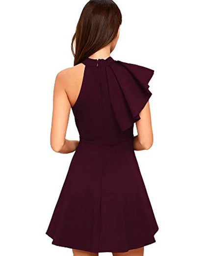 Women's Ruffle Shoulder Skater Dress