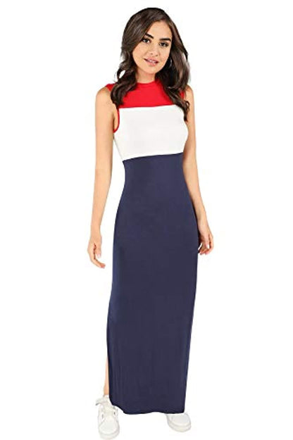 Ankle Length Side Cut Slim Fit Maxi Dress.