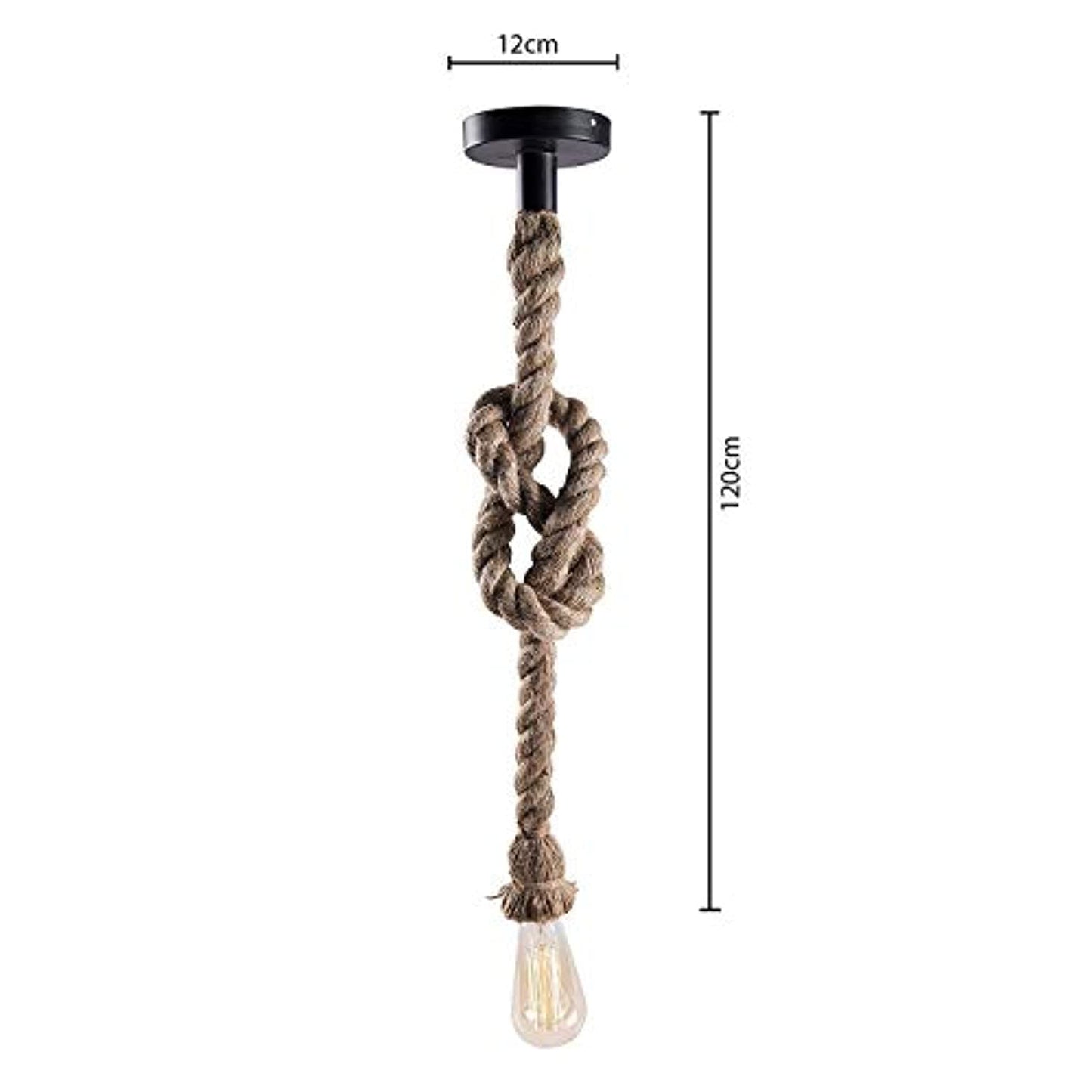 Pack of 4 Quality Metal Edison Lamp Rustic Rope Hanging, Standard Black and Brown