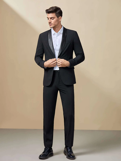 Black Solis Shawl Collar Blazer and Suit Pants