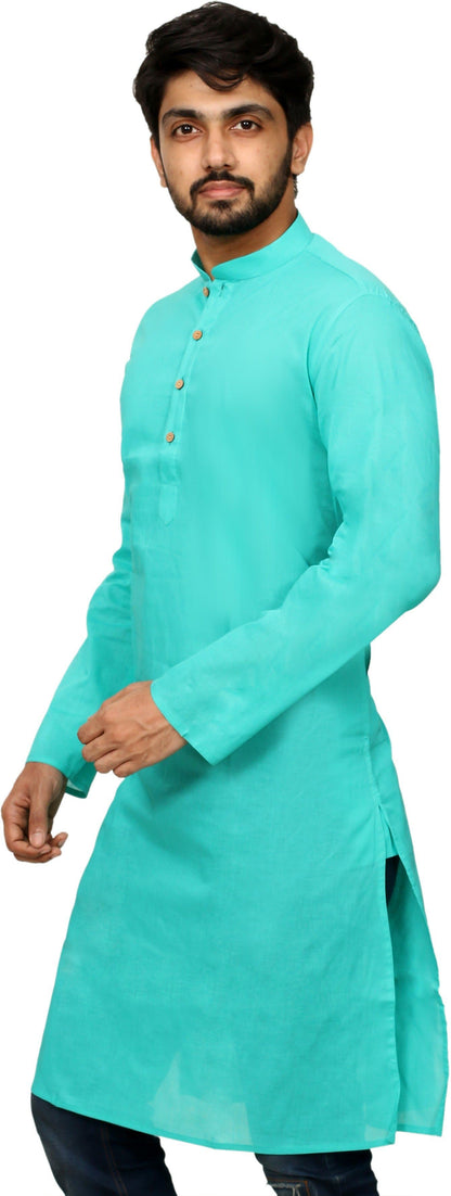 Mandarin Collar Knee Length Solid Straight Kurta