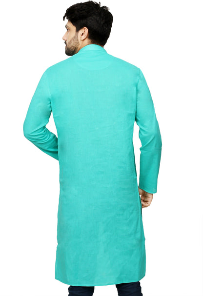 Mandarin Collar Knee Length Solid Straight Kurta