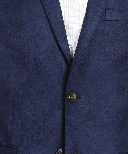 Dark Blue Polyester Single Breasted Blazer