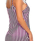 Women Stripe Satin Nightwear Lingerie Sleep Dress with Panty