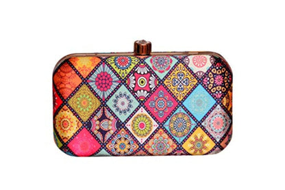 Women Party Wear Hand Box clutch Purse With Detachable Sling