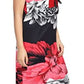 Red-Black Noty Satin Free Size Floral Print Nighty Sleepwear