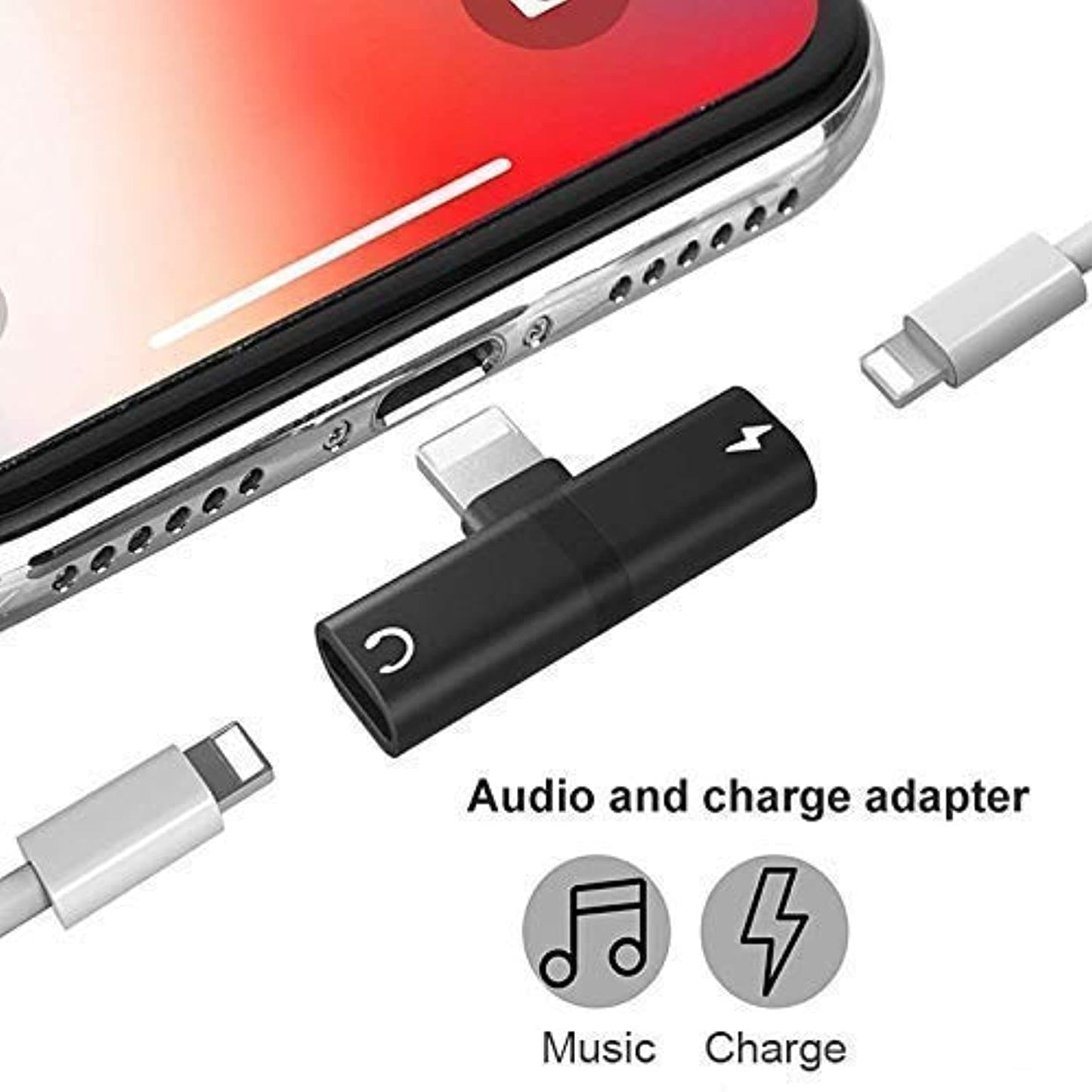 2 in 1 Mini Portable Charging Metal Splitter Audio Charger Adapter