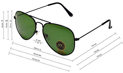 La Victorie Aviator UV Protected Unisex Black Frame Light Green Sunglasses