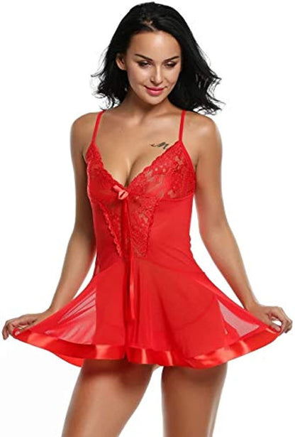 Red V-neck Adjusted Waist Sleeveless Sleepwear