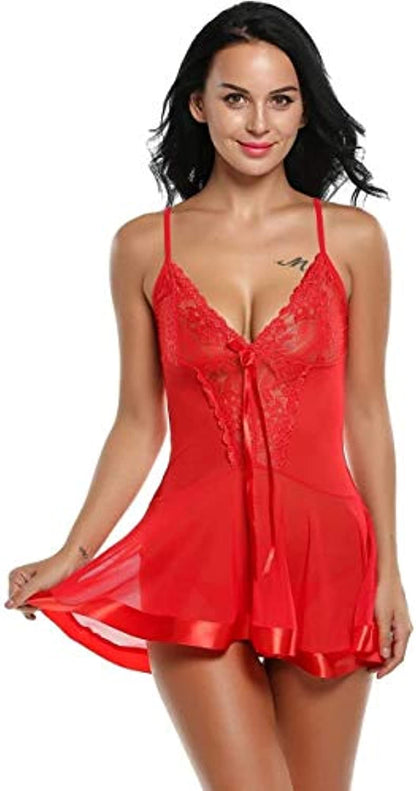 Red V-neck Adjusted Waist Sleeveless Sleepwear