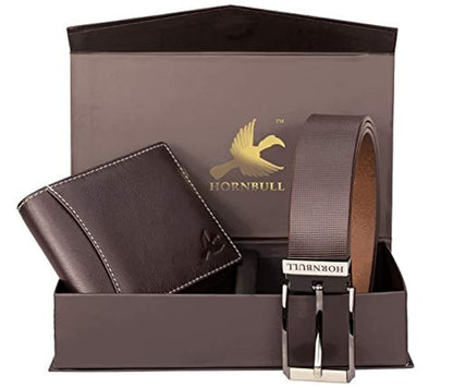 Men's Leather Wallet and Belt Combo