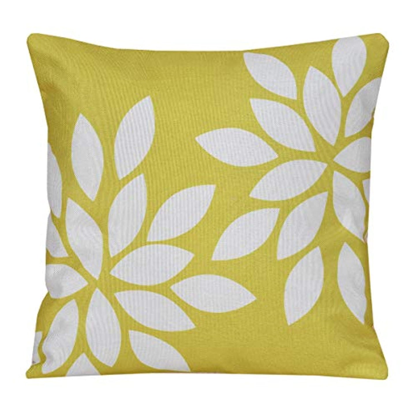 Leaf Printed Jute Cushion Cover (16 X 16-inches, Multicolour) - Set of 5