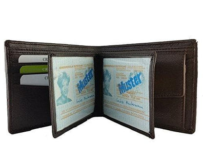 3D Pattern Genuine Leather Dark Brown Wallet