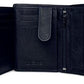Classic Dark Blue Leather Wallet and Black Keyring Combo Gift Set for Men