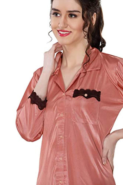 Three Fourth Sleeve Top and Pyjama Sleepwear Set