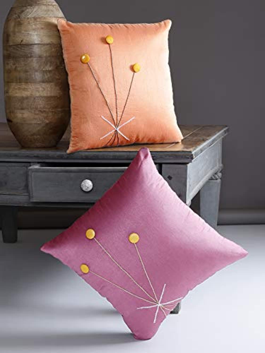 Polyester Square Cushion Cover (16X 16-inch, Multicolour)