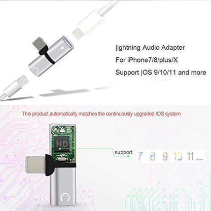 2 in 1 Mini Portable Charging Metal Splitter Audio Charger Adapter