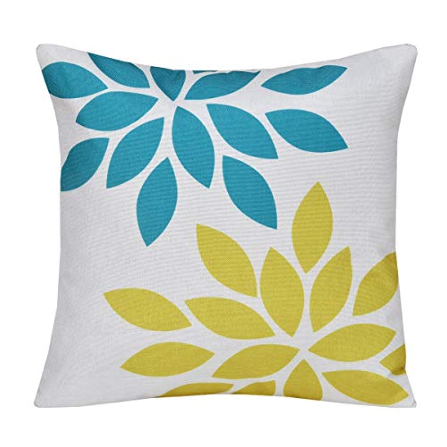 Leaf Printed Jute Cushion Cover (16 X 16-inches, Multicolour) - Set of 5