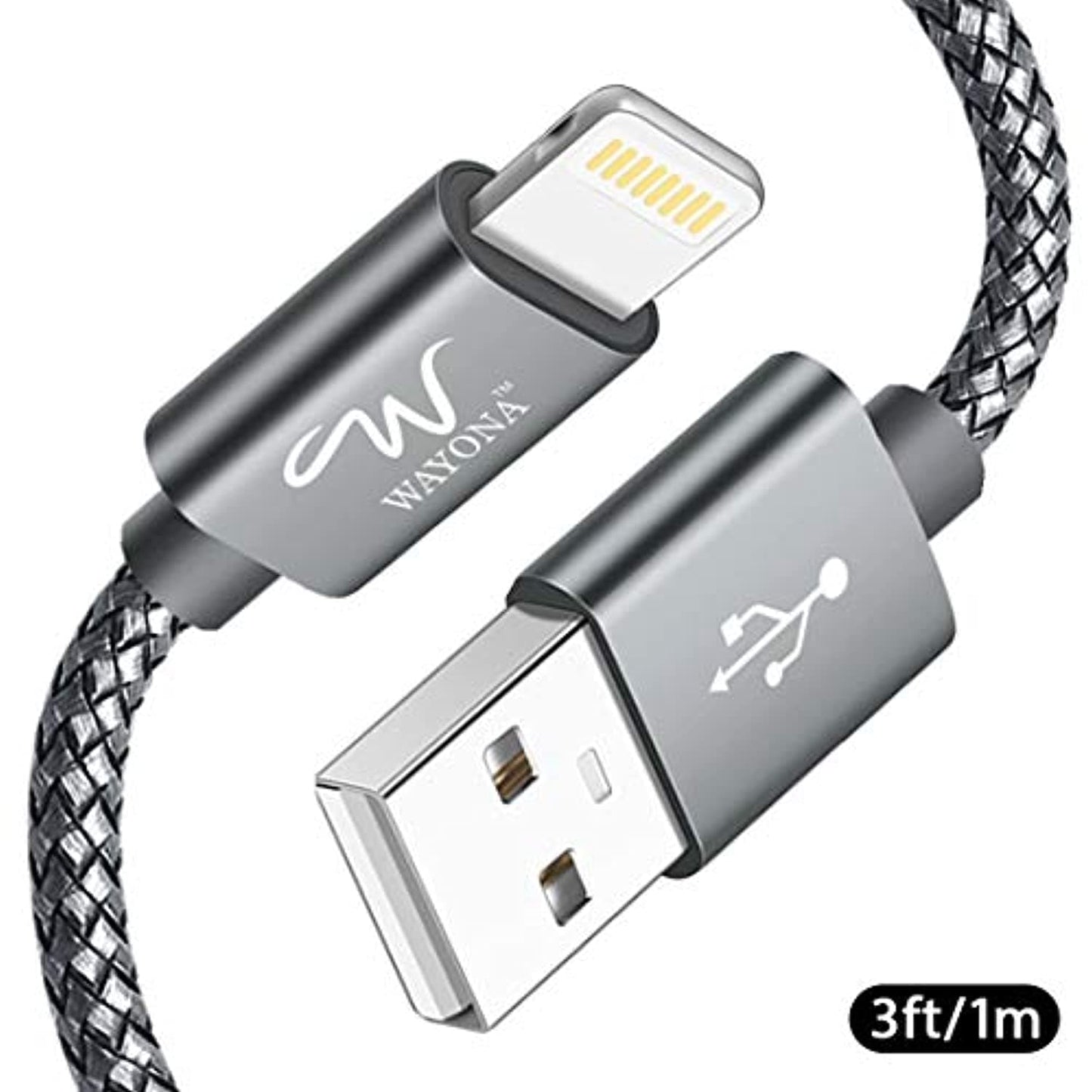 Nylon Braided USB Data Sync & Charging Cable for iPhones, iPad Air, iPad Mini, iPod Nano and iPod Touch