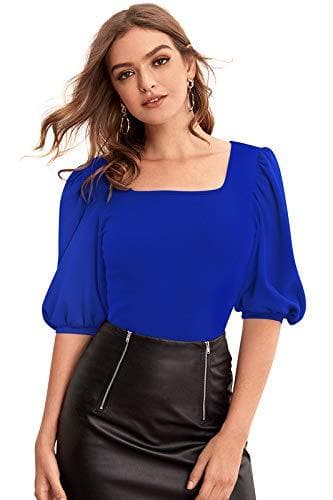 Puff Sleeve Square Neck Slim Fit Top