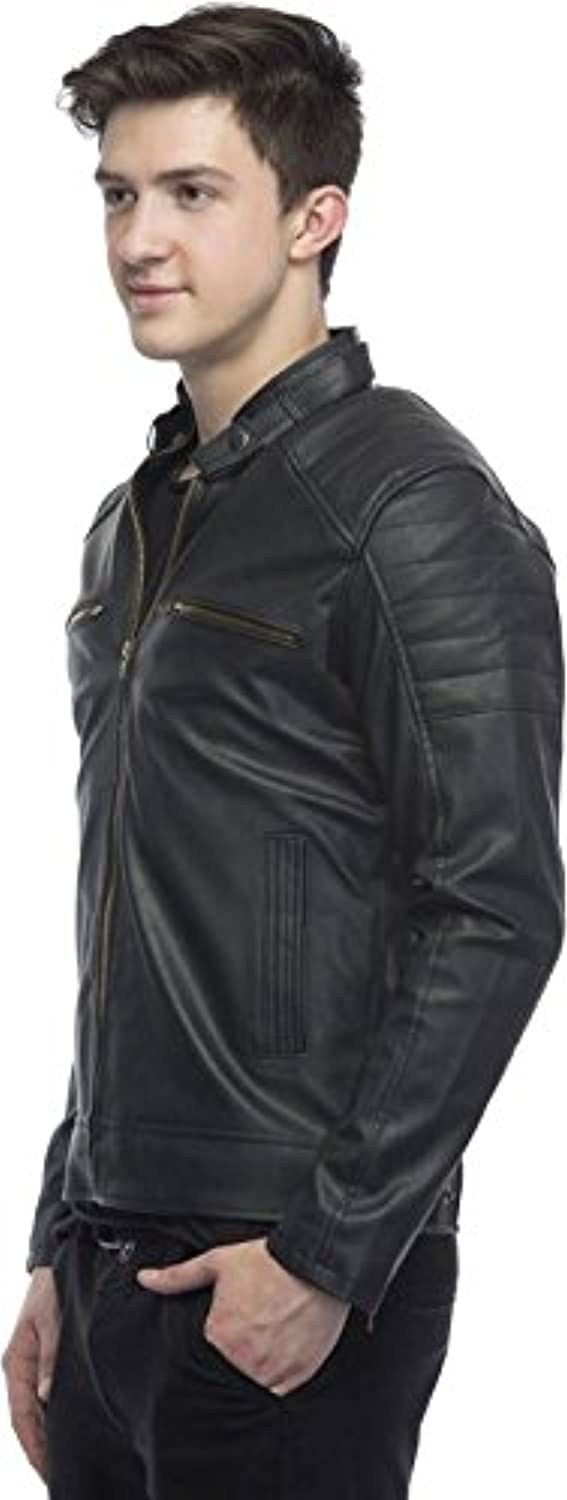 Black Designer Faux Leather Slim Fit Biker Jacket