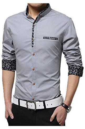 Full Sleeve Slim Fit Formal Shirt for Men - Grey