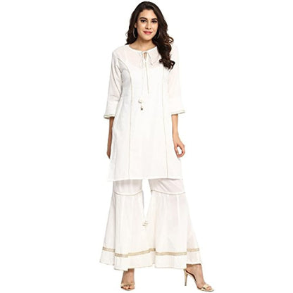 White A Line Salwar Suit Set by Bhama Couture